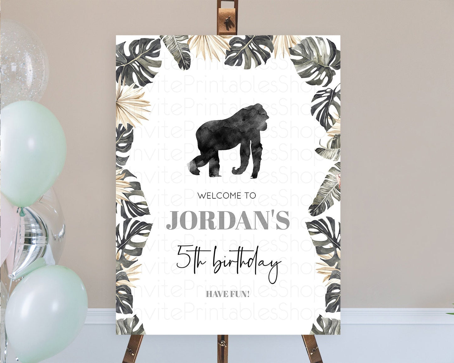 Gorilla Welcome Sign Gorilla Welcome Board Gorilla Party Welcome Poster Safari Adventure Decor Gorilla First Birthday Welcome Sign D10804