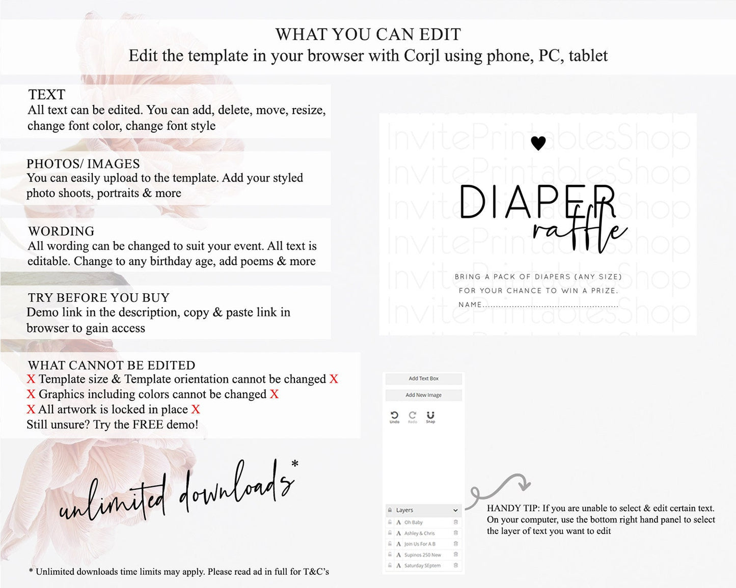 Minimalist Baby Shower Diaper Raffle Insert Simple White Diaper Raffle Insert Minimal White Diaper Ticket Modern White Raffle Game D10955