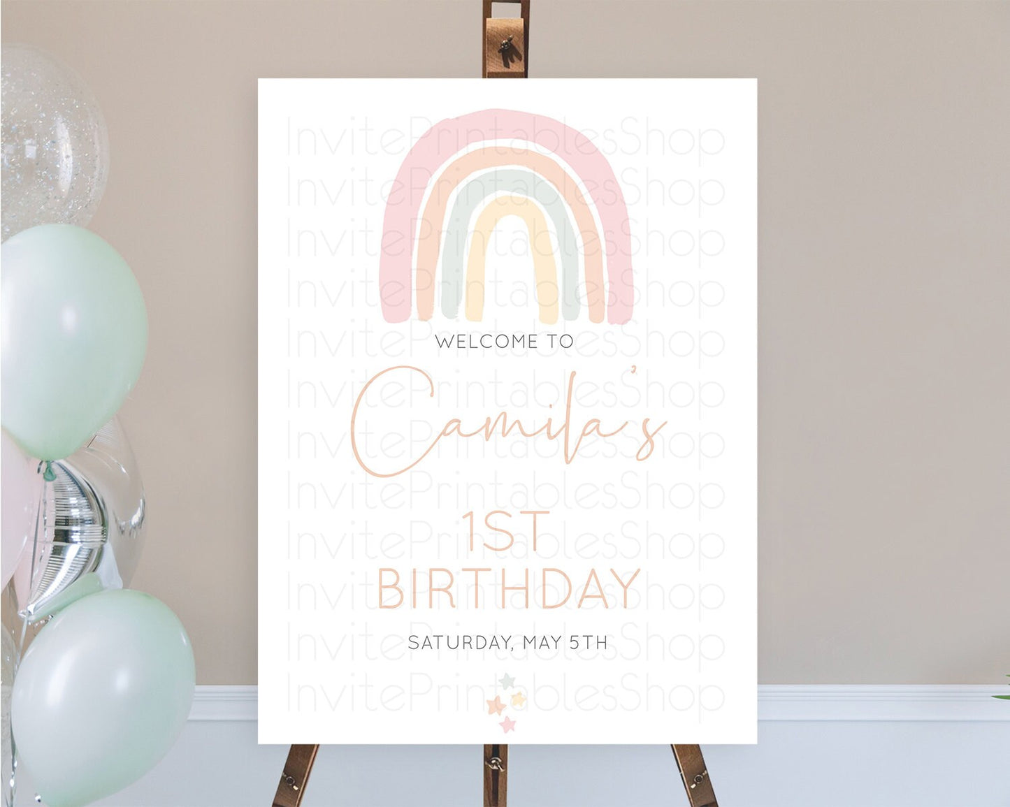 Editable Pastel Rainbow Welcome Sign Boho Rainbow Welcome Board Rainbow Welc
