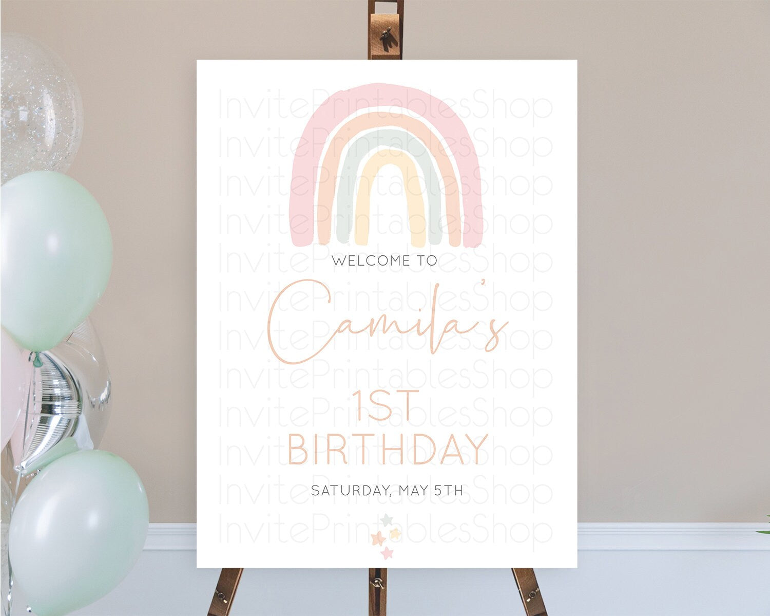 Editable Pastel Rainbow Welcome Sign Boho Rainbow Welcome Board Rainbow Welc