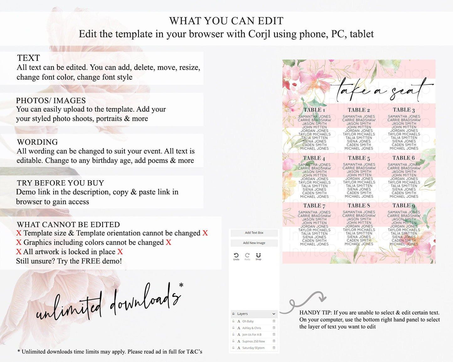 Secret Garden Seating Chart Wildflower Seating Chart Pastel Flowers Seating Chart Enchanted Garden Boho Floral Take A Seat Decor D10301
