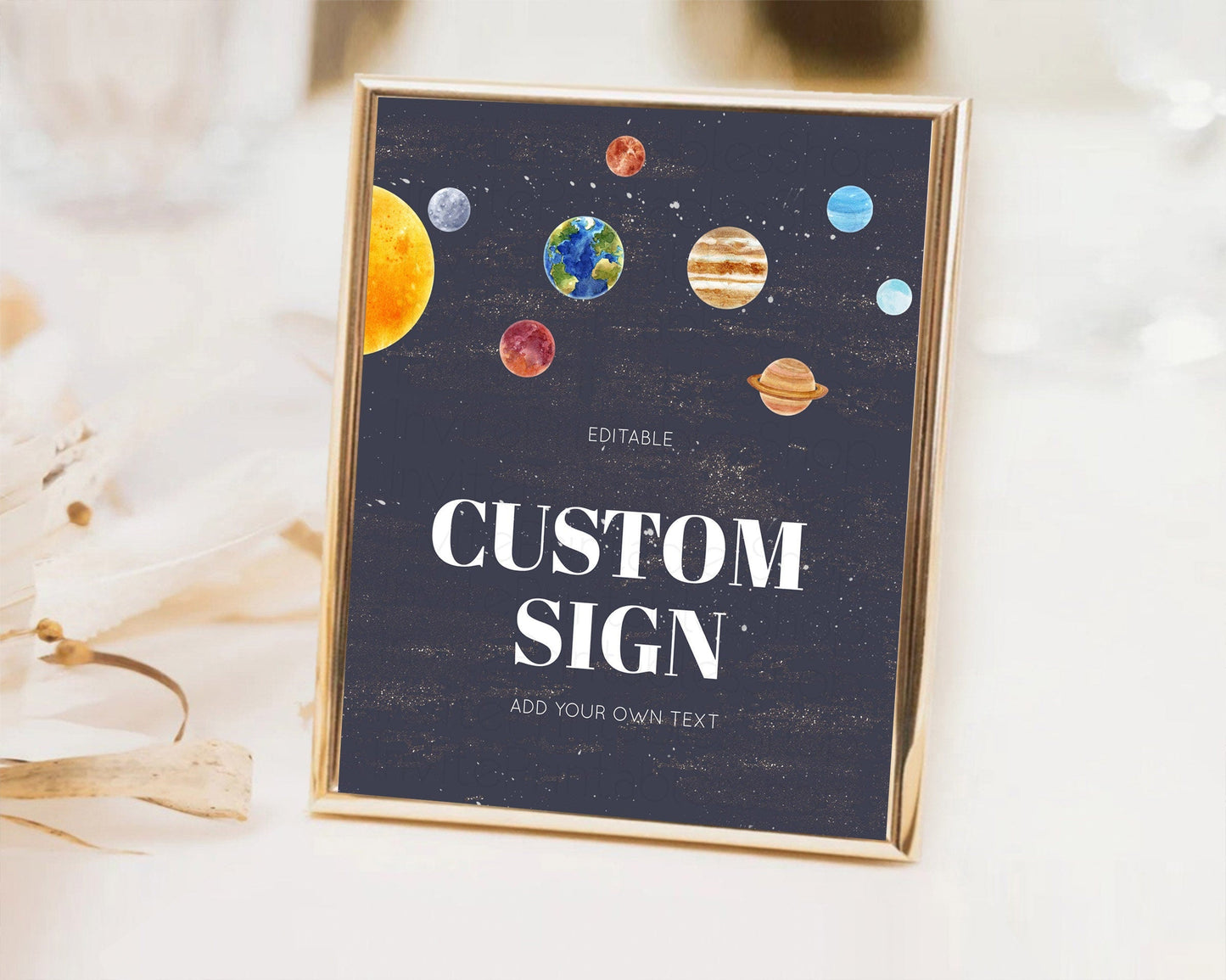 Space Table Sign Decor Galaxy Space Adventure Party First Trip Around the Sun Planets Solar System 1st Birthday Baptism Baby Shower D10144