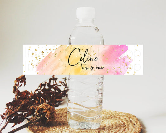 Editable Pastel Water Label Template Pastel Ombre Rainbow Watercolor Colorfu