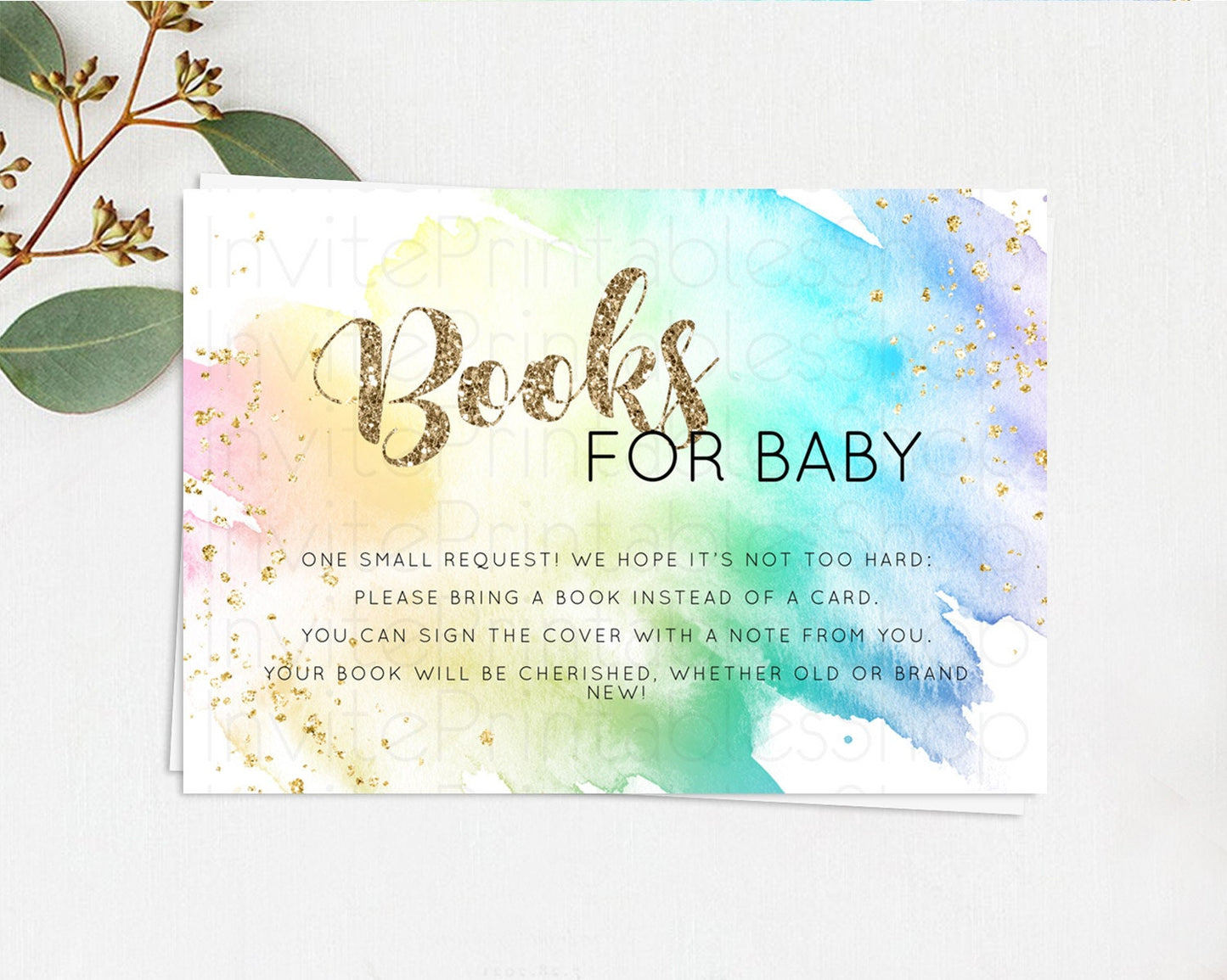 Pastel Books For Baby Card Pastel Rainbow Book Insert Colorful Ombre Watercolor Book Card Confetti Glitter Baby Book Poem Request D10256