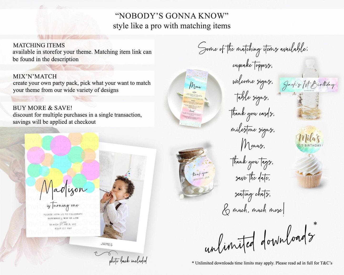 Pastel Birthday Invitation Pastel Confetti Birthday Invitation Bubbles Invitation Colorful Rainbow Confetti 2nd 1st First Birthday D10409