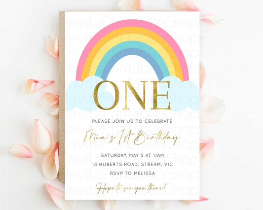 Editable Pastel Rainbow Birthday Invitation Pastel Rainbow Invitation Rainbo