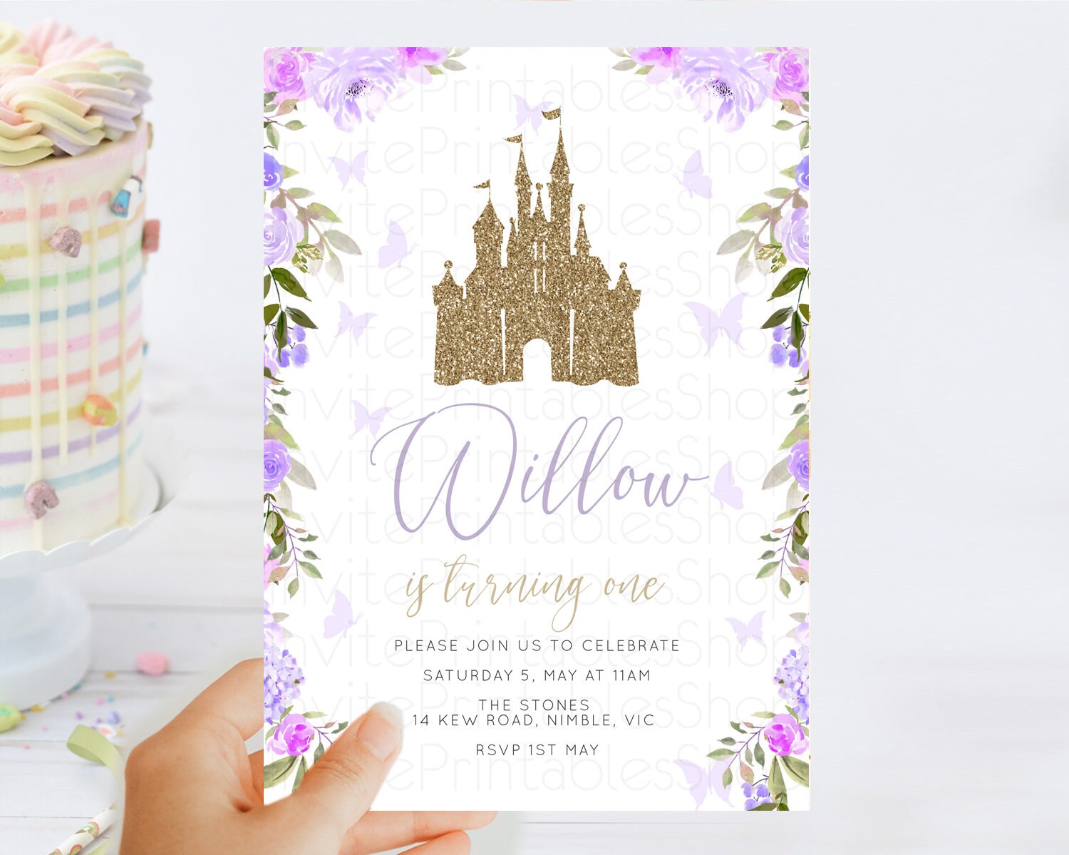 Editable Princess Birthday Invitation Castle Invitation Royal Birthday Fairy