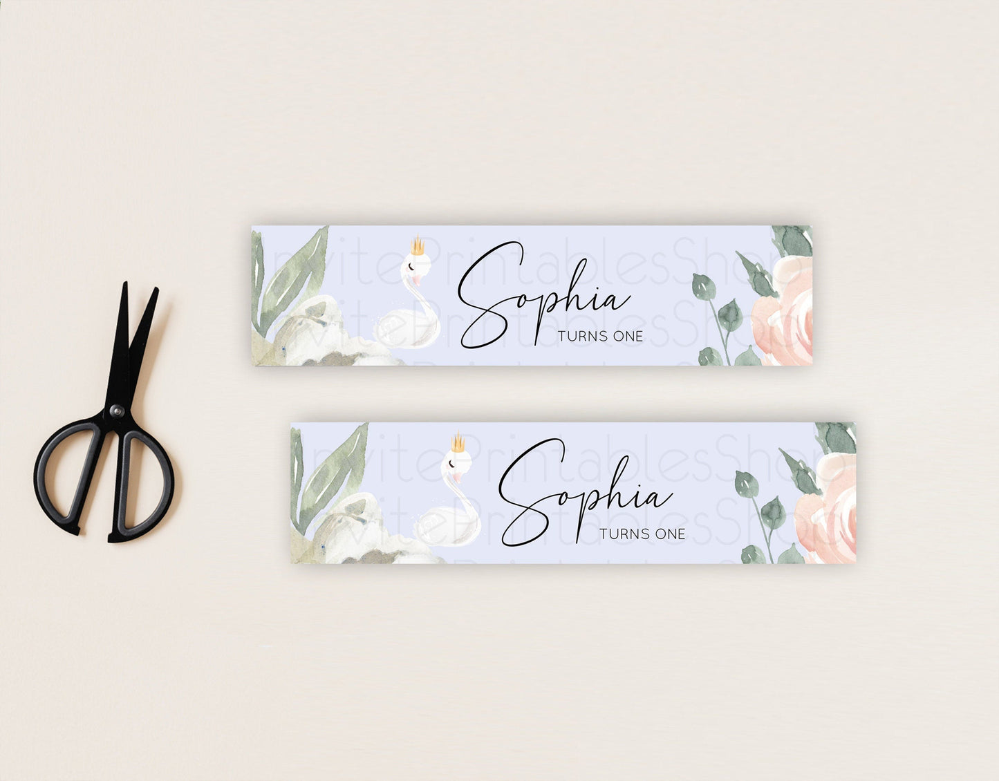 Swan Water Label Template Swan Princess Ballet Party Decor Enchanted Secret Garden Pastel Floral Birthday Baptism Baby Shower D10756