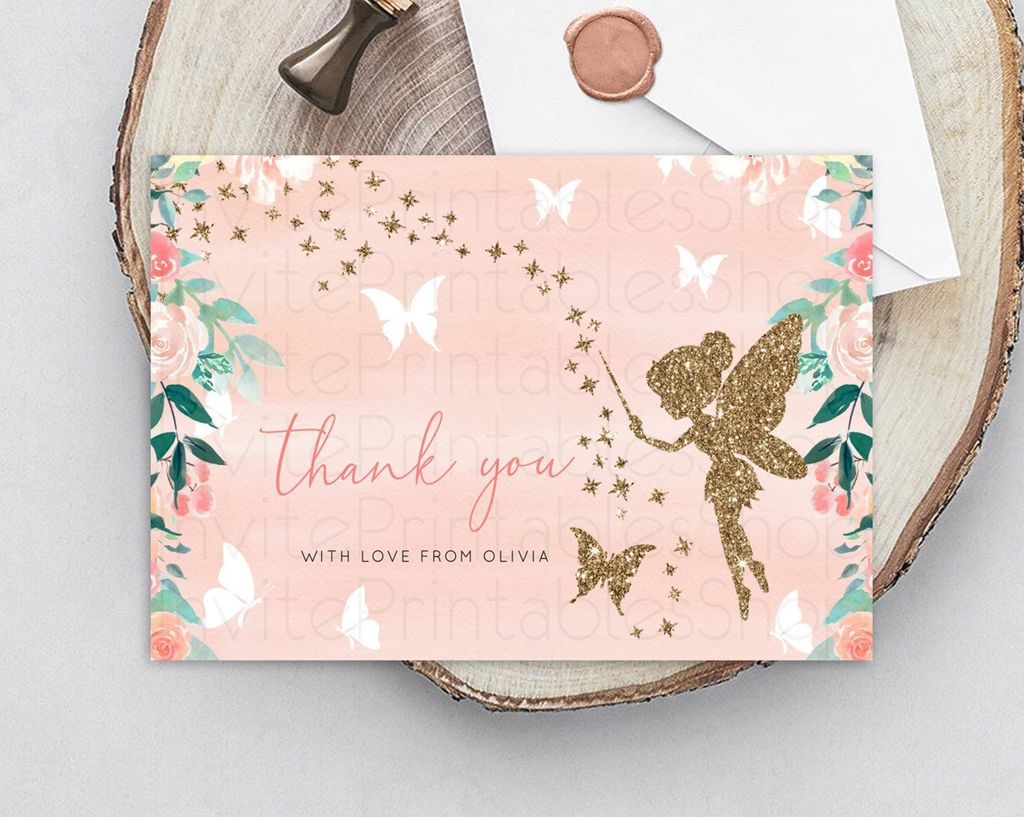 Fairy Thank You Fairy Thank You Card Enchanted Garden Pastel Butterfly Birthday Thank You Floral Secret Garden Teacher Thank You D10792