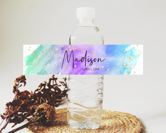 Editable Pastel Water Label Template Pastel Ombre Rainbow Watercolor Colorfu