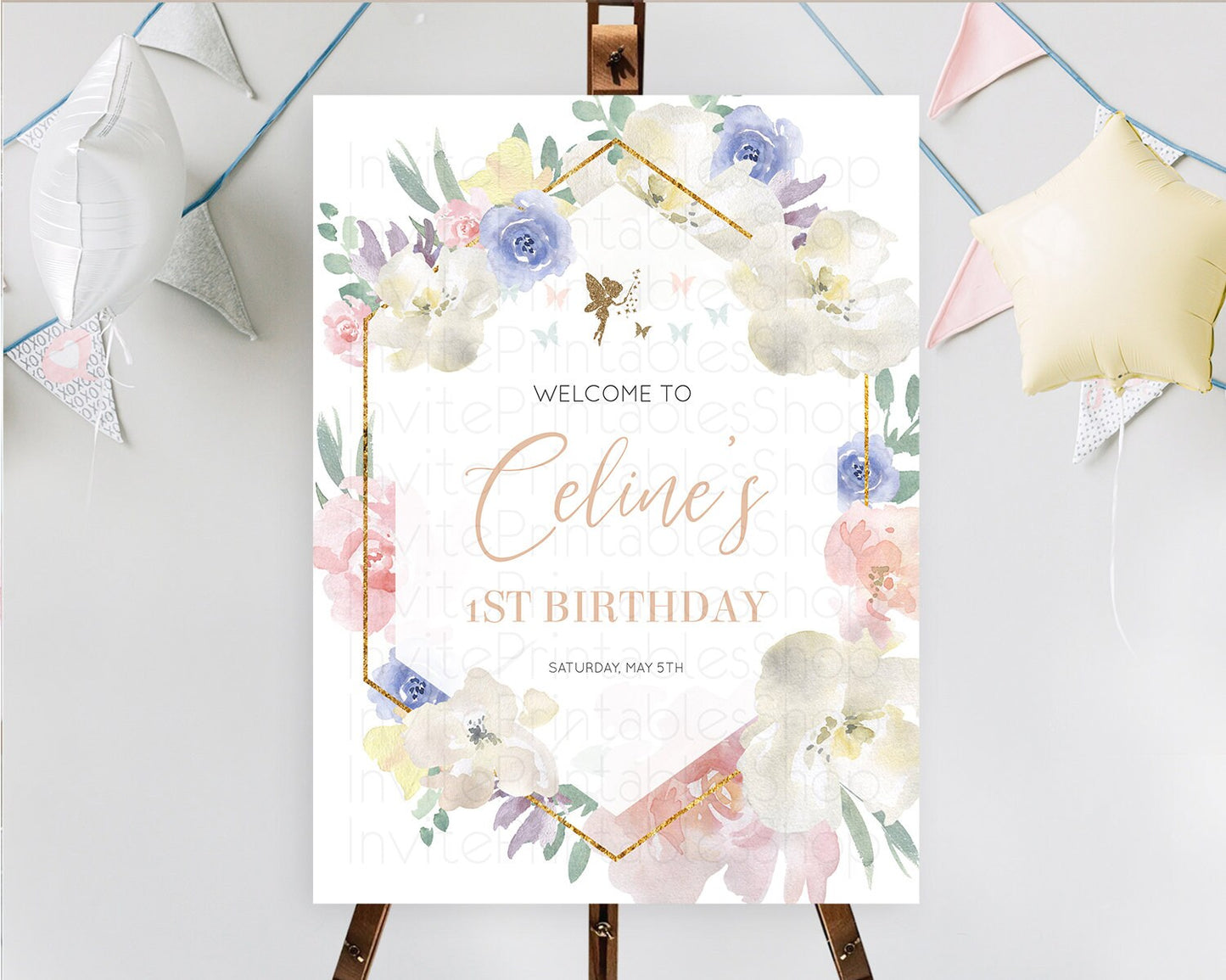 Fairy Welcome Sign Fairy Welcome Board Enchanted Garden Pastel Floral Butterfly Décor Secret Garden First Birthday Welcome Sign D10829