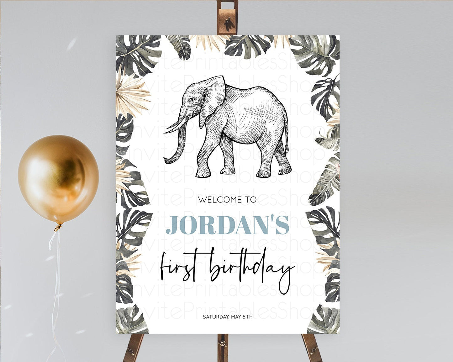 Elephant Welcome Sign Elephant Welcome Board Elephant Party Welcome Poster Safari Party Decor Elephant First Birthday Welcome Sign D10806