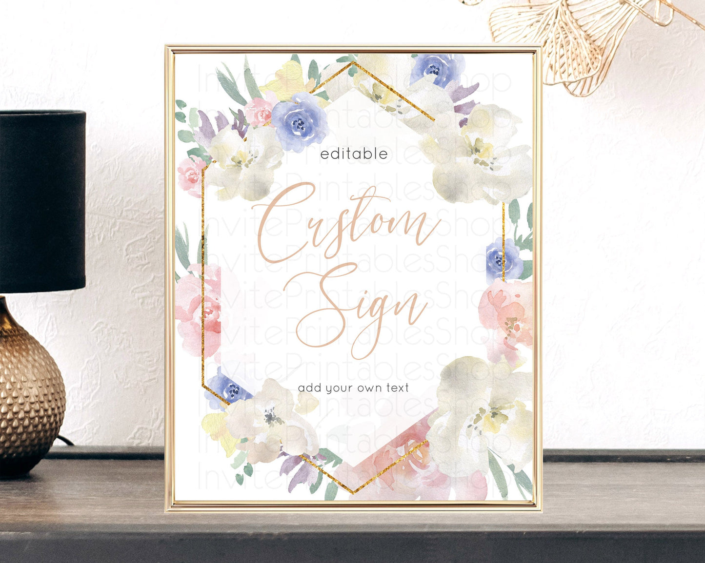 Wildflower Floral Table Sign Decor Secret Garden Sign Template Pastel Floral Garden Party Boho Flowers Birthday Baby Shower Wedding D10254