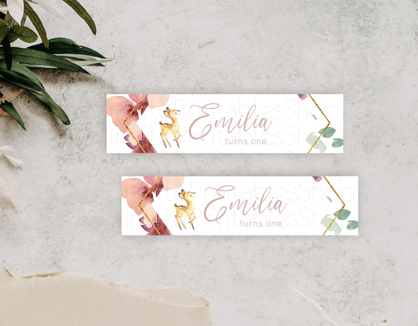 Fawn Deer Water Label Template Pastel Floral Deer Enchanted Forest Butterfly Party Decor Birthday Baptism Baby Shower Bridal Shower D10915
