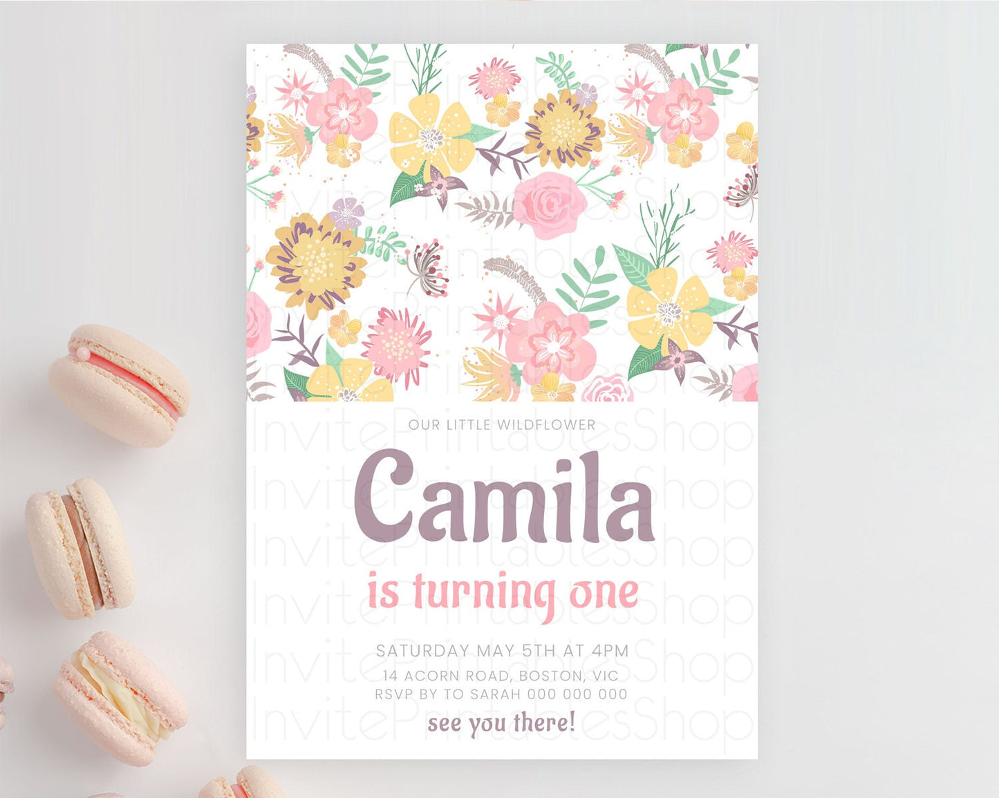 Secret Garden Invitation Wildflower Birthday Invitation Pastel Flowers Invite Enchanted Garden Boho Floral 3rd 2nd First Birthday D10712