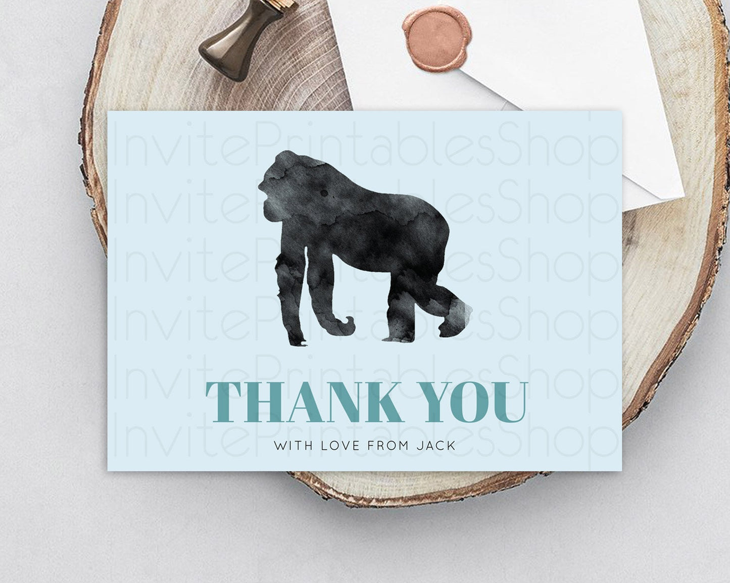 Gorilla Thank You Gorilla Thank You Card Gorilla Party Birthday Thank You Card Safari Card Template Gorilla Teacher Thank You Cards D10799