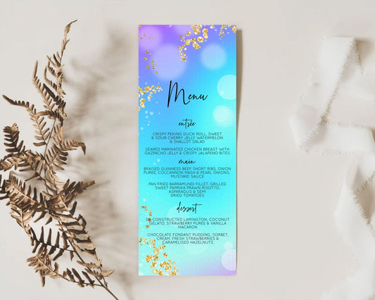 Mermaid Menu Mermaid Menu Template Rainbow Fish Under The Sea Colorful Pastel Table Décor Mermaid Dinner Dessert Party Food Menu D10573