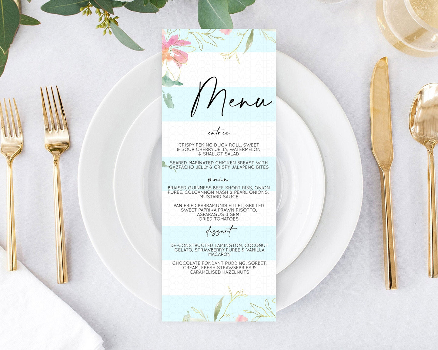 Secret Garden Menu Wildflower Menu Template Pastel Flower Garden Table Decor Boho Floral Dinner Dessert Floral Party Food Menu D10304