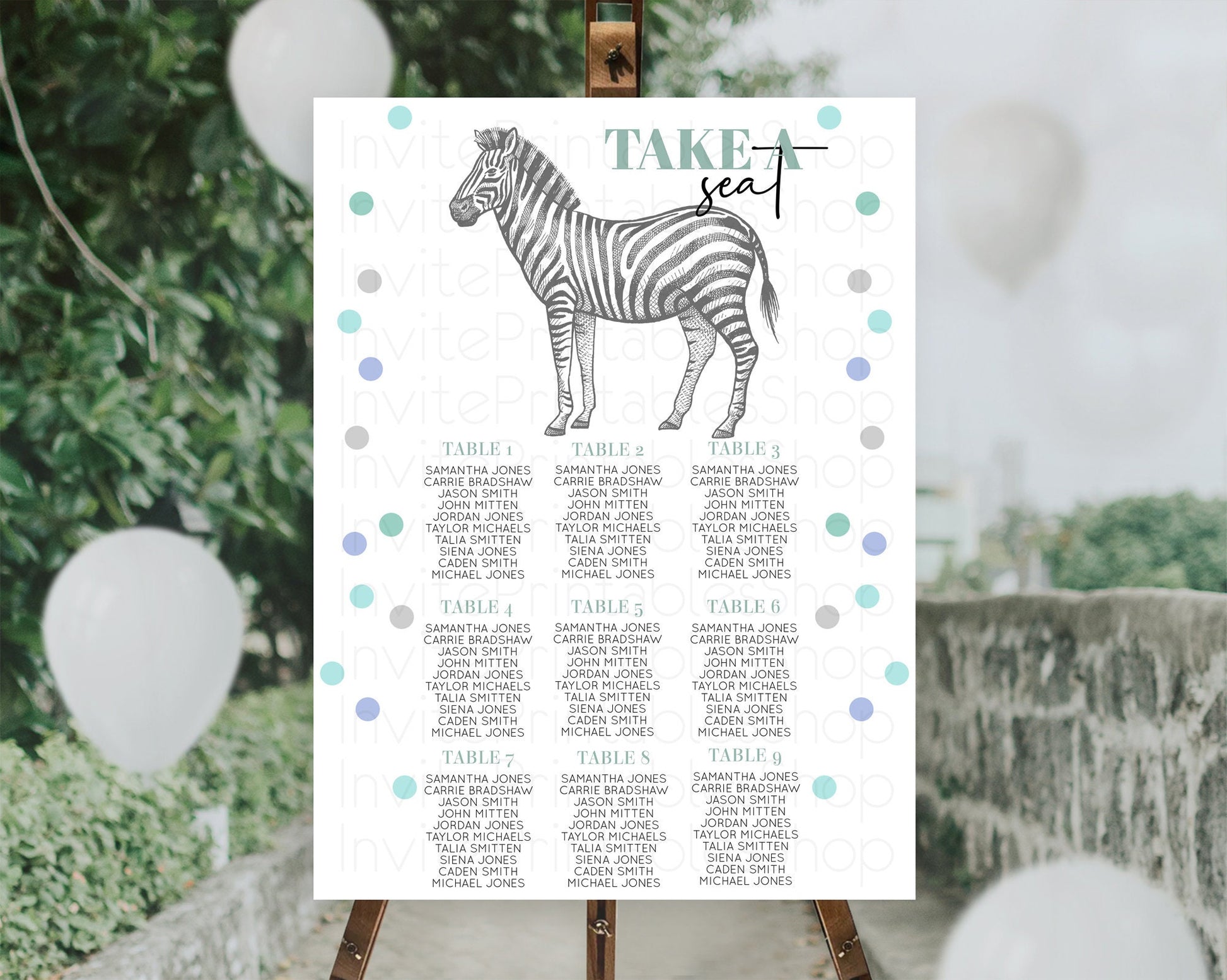 Editable Zebra Seating Chart Zebra Seating Sign Zebra Take A Seating Chart Z