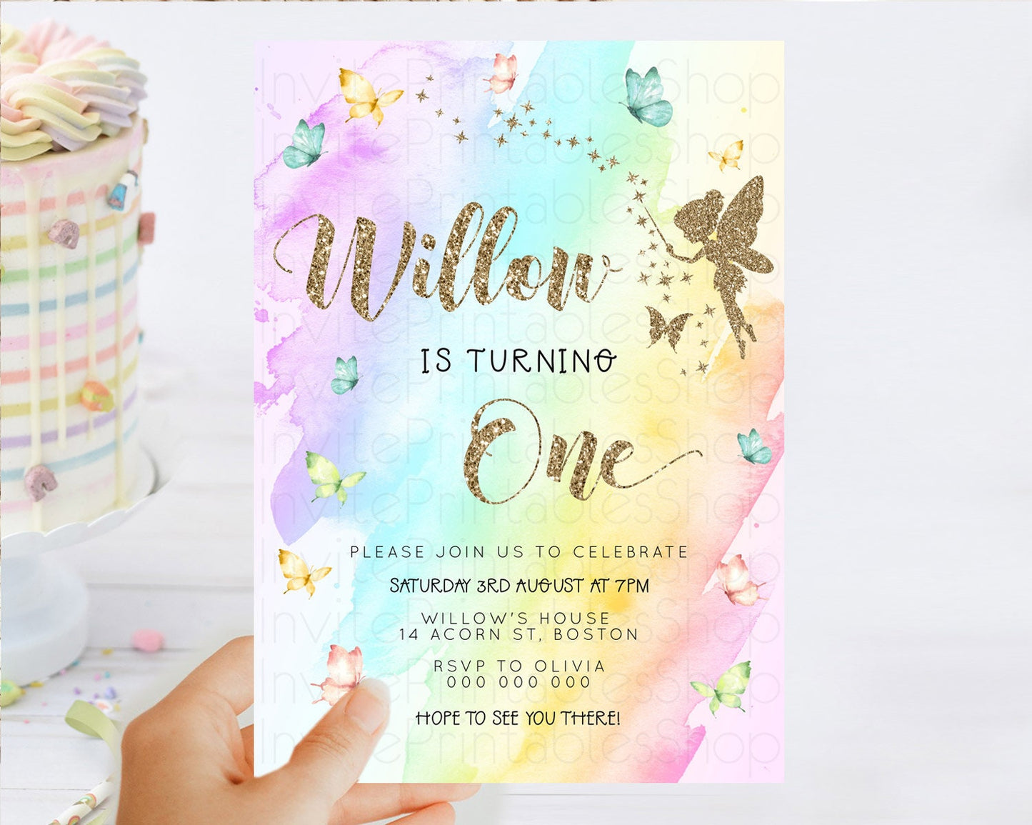 Editable Pastel Fairy Birthday Invitation Pastel Butterflies Fairy Birthday