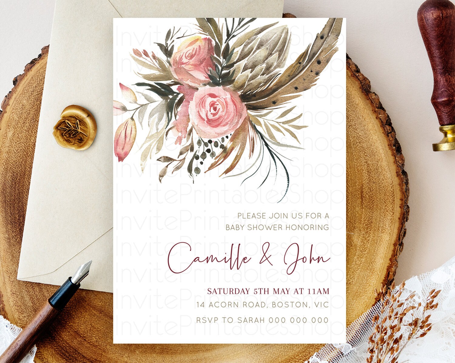 Editable Wildflower Baby Shower Invitation Secret Garden Baby Shower Invitat
