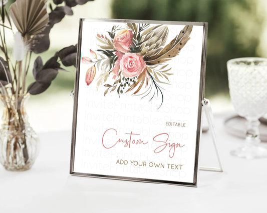 Editable Wildflower Floral Table Sign Decor Secret Garden Sign Template Past