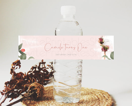 Editable Fairy Water Label Enchanted Garden Pastel Floral Butterfly Party De