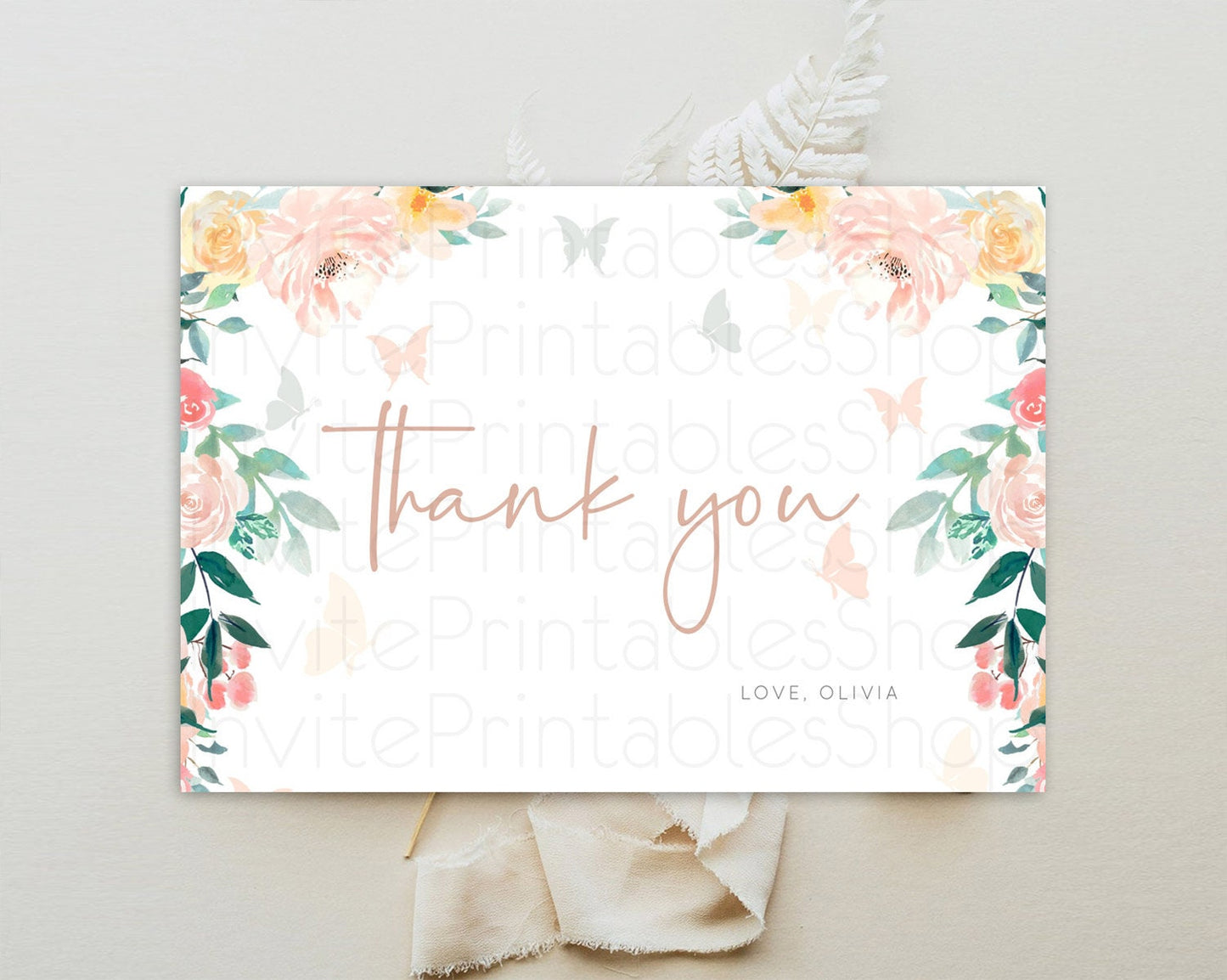 Secret Garden Thank You Wildflower Thank You Card Pastel Flower Garden Birthday Thank You Card Boho Floral Teacher Thank You Card D10706