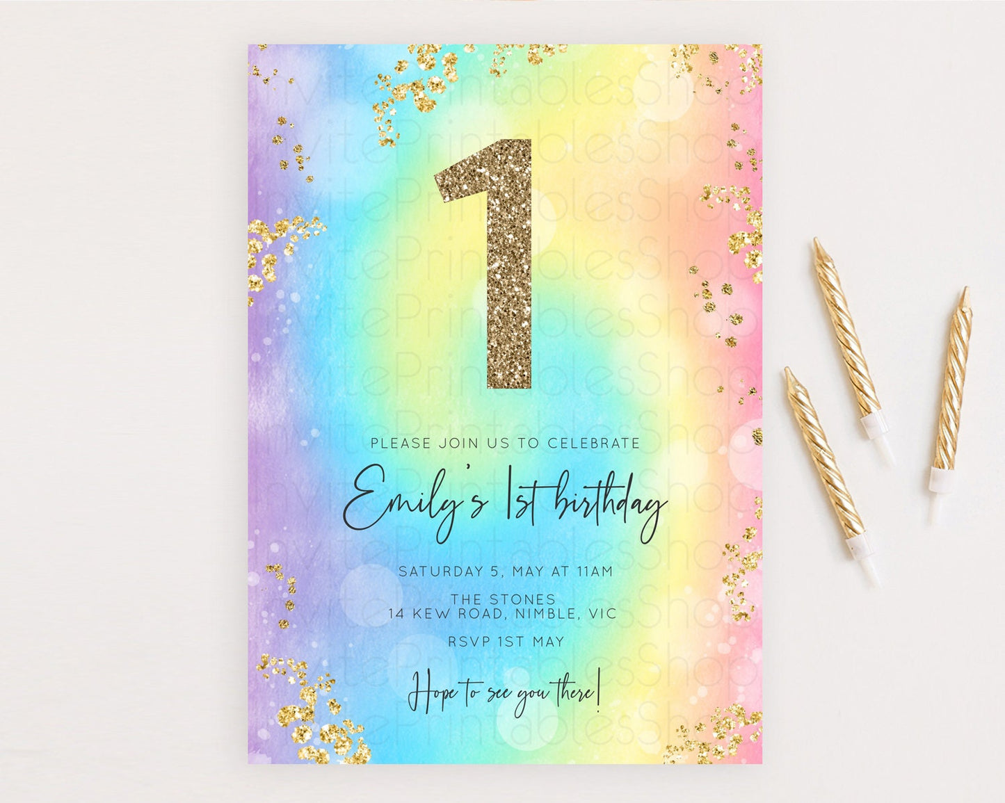 Tie Dye Invitation Rainbow Birthday Invitation Pastel Invitation Colorful Invitation Pastel Rainbow Party 3rd 2nd 1st First Birthday D10568