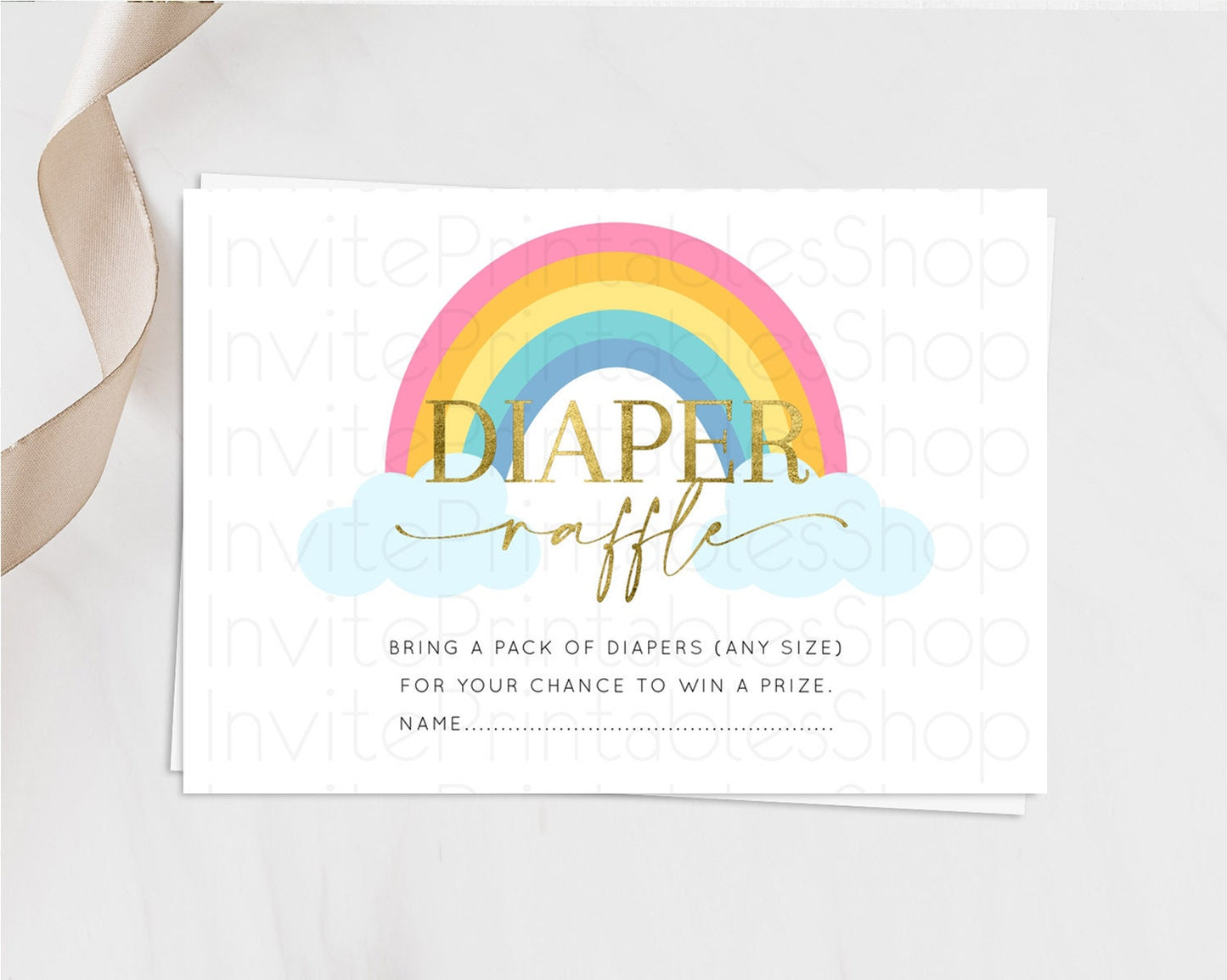 Pastel Rainbow Diaper Raffle Card Boho Rainbow Diaper Insert Boho Rainbow Diaper Ticket Pastel Watercolor Baby Shower Raffle Game D10123