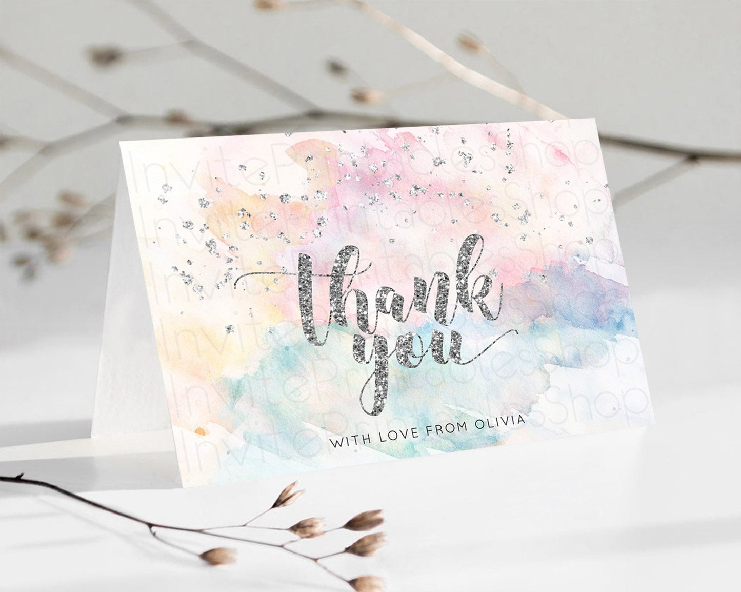 Editable Pastel Thank You Rainbow Thank You Card Colorful Pastel Birthday Th