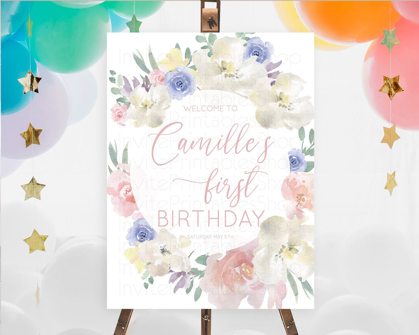 Secret Garden Welcome Sign Wildflower Welcome Board Pastel Flower Garden Welcome Poster Boho Wildflower First Birthday Welcome Sign D10841