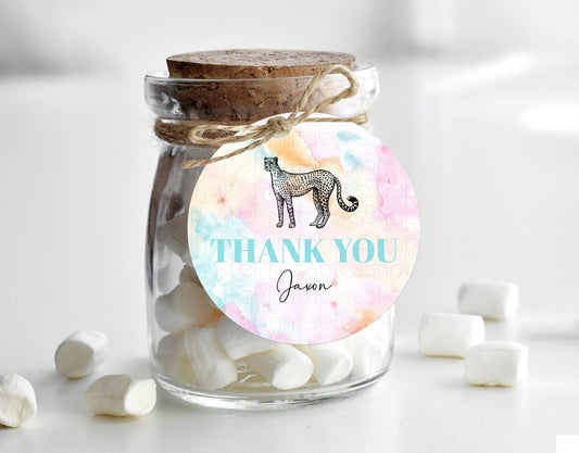 Editable Pastel Cheetah Thank You Tags Rainbow Cheetah Thank You Gift Tags C
