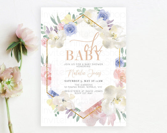 Editable Wildflower Baby Shower Invitation Secret Garden Baby Shower Invitat