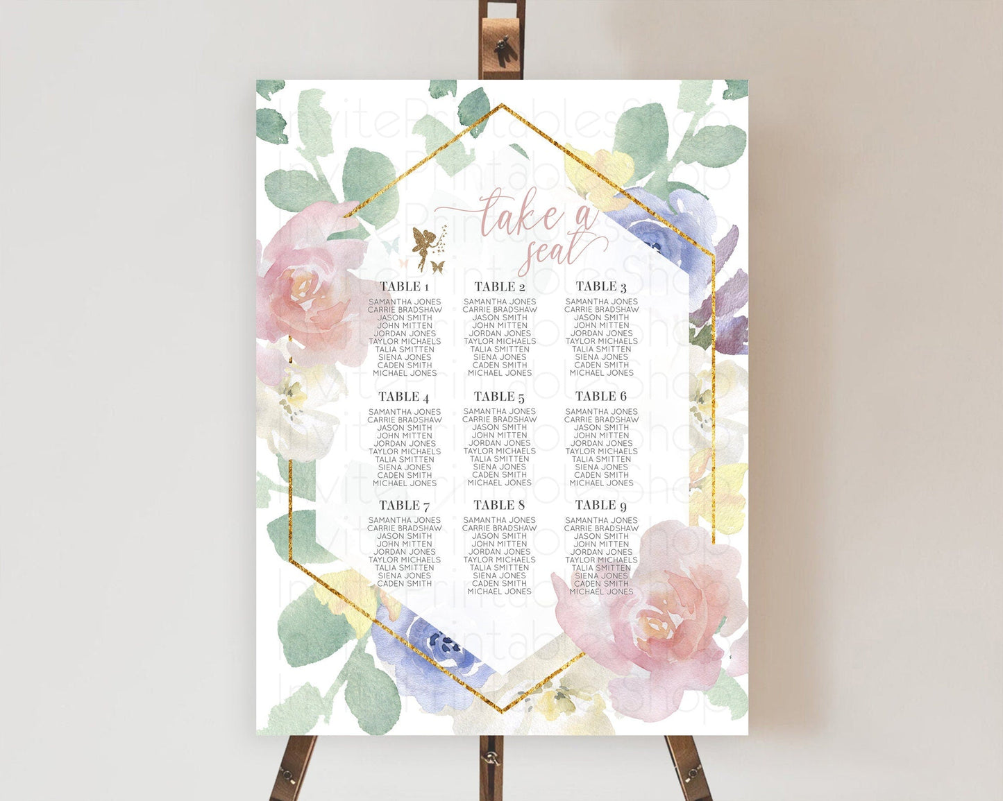Fairy Seating Chart Pastel Fairy Seating Chart Fairy Tea Party Fairy Garden Seating Sign Enchanted Garden Floral Butterfly Decor D10294
