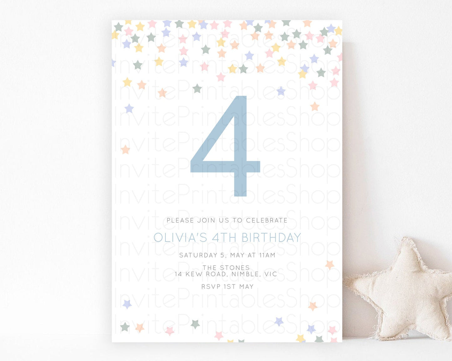 Star Birthday Invitation Pastel Stars Invite Shooting Star Party Rainbow Colorful Confetti Twinkle Little Star 2nd First Birthday D10795