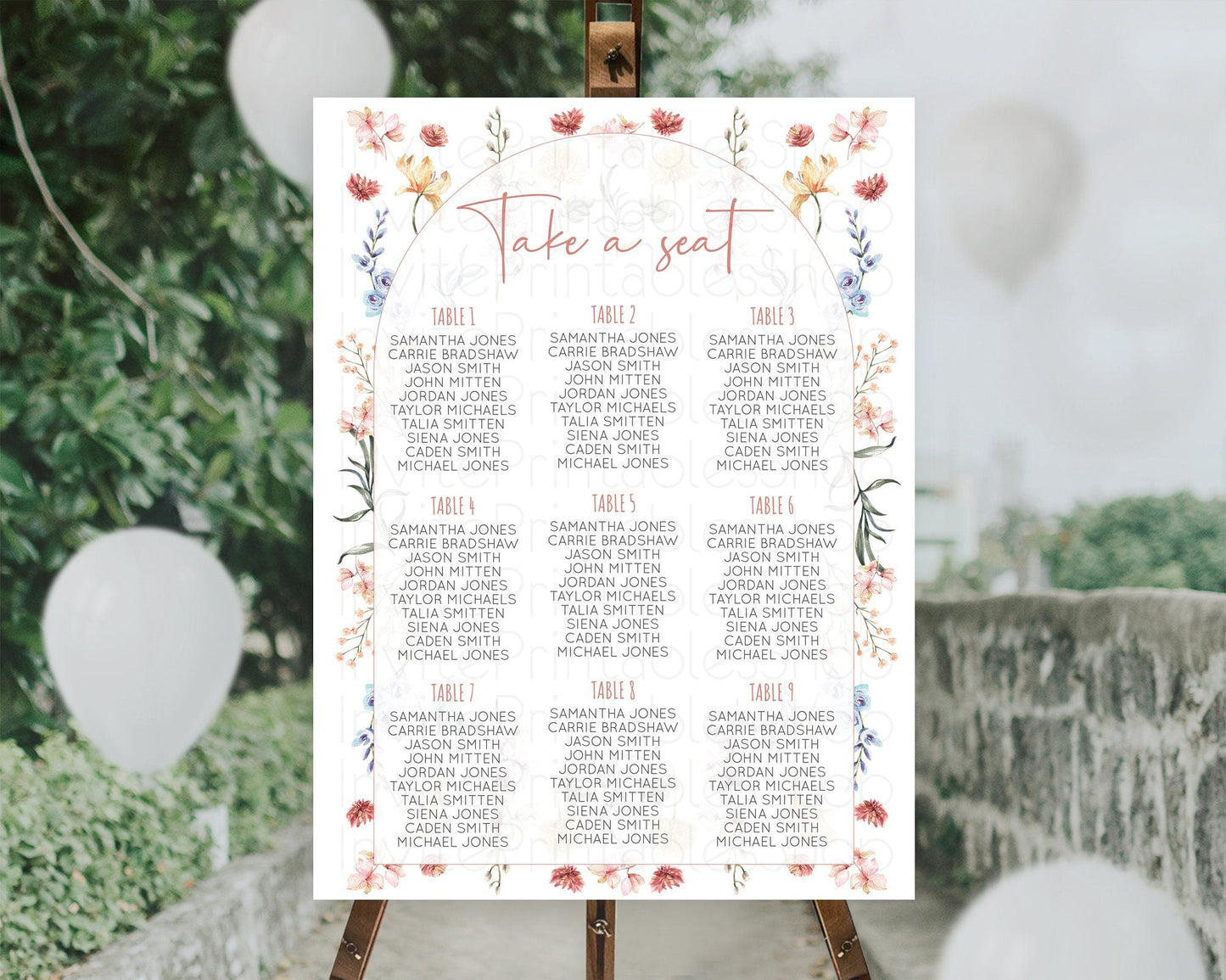 Secret Garden Seating Chart Wildflower Seating Chart Pastel Flowers Seating Chart Enchanted Garden Boho Floral Take A Seat Decor D10682