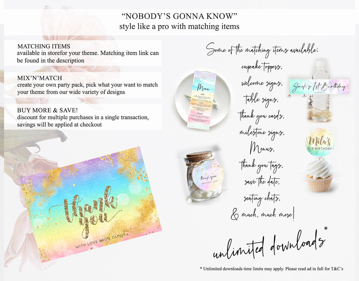 Pastel Thank You Rainbow Thank You Card Colorful Pastel Birthday Thank You Card Confetti Watercolor Pastel Teacher Thank You Cards D10561