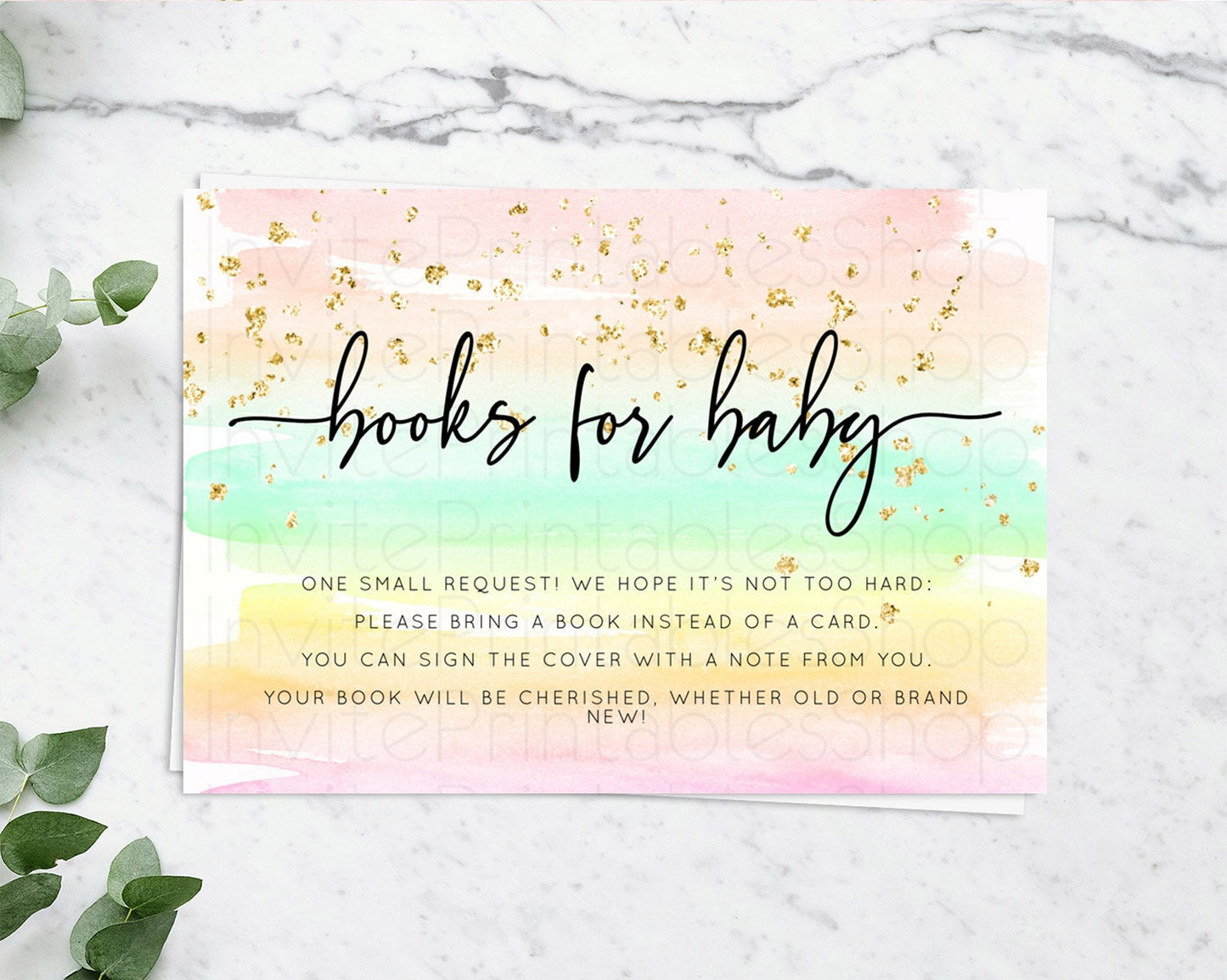 Pastel Books For Baby Card Pastel Rainbow Book Insert Colorful Ombre Watercolor Book Card Confetti Glitter Baby Book Poem Request D10591