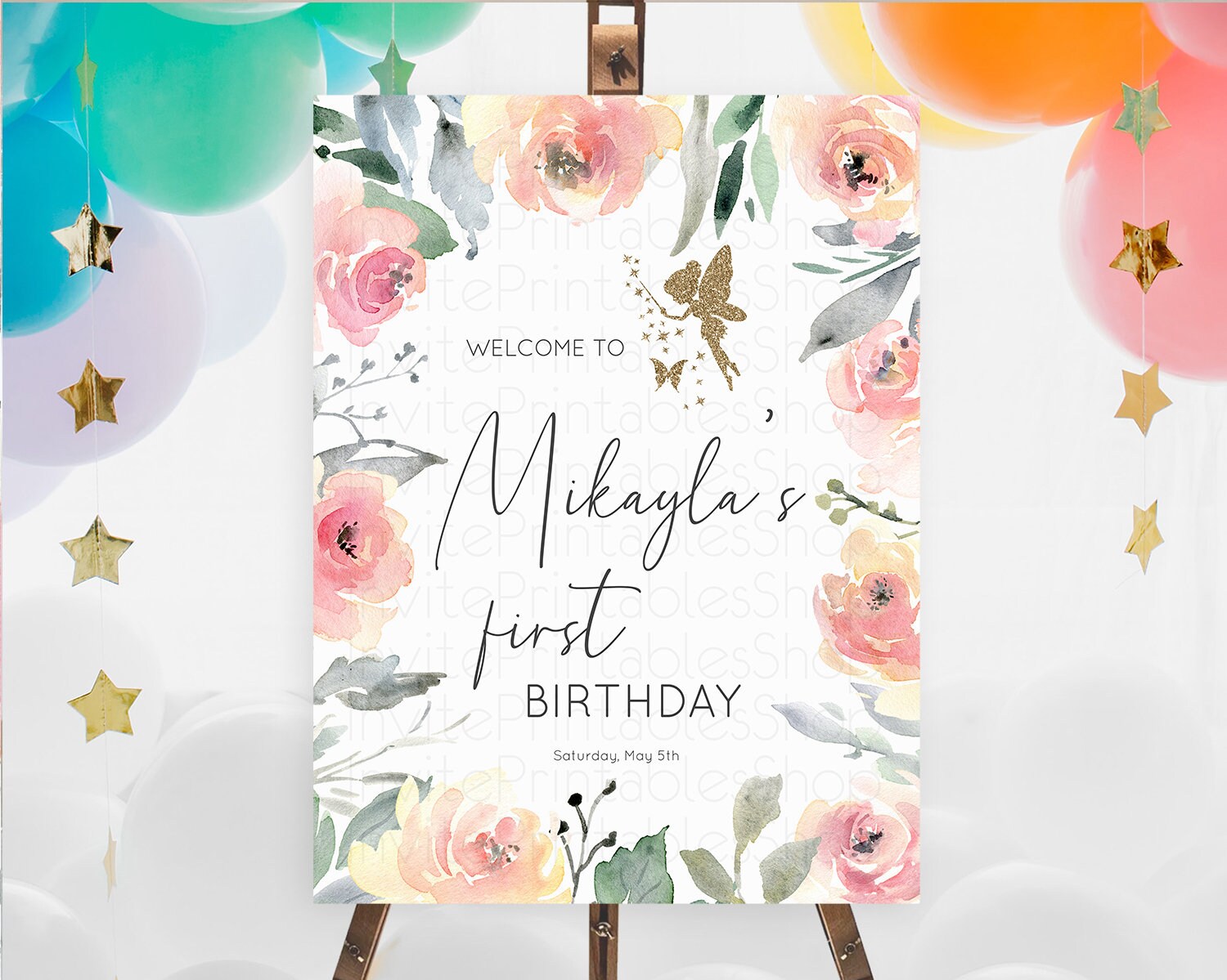Editable Fairy Welcome Sign Fairy Welcome Board Enchanted Garden Pastel Flor
