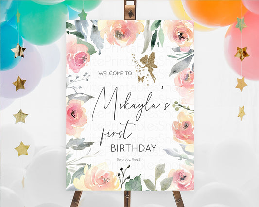 Editable Fairy Welcome Sign Fairy Welcome Board Enchanted Garden Pastel Flor