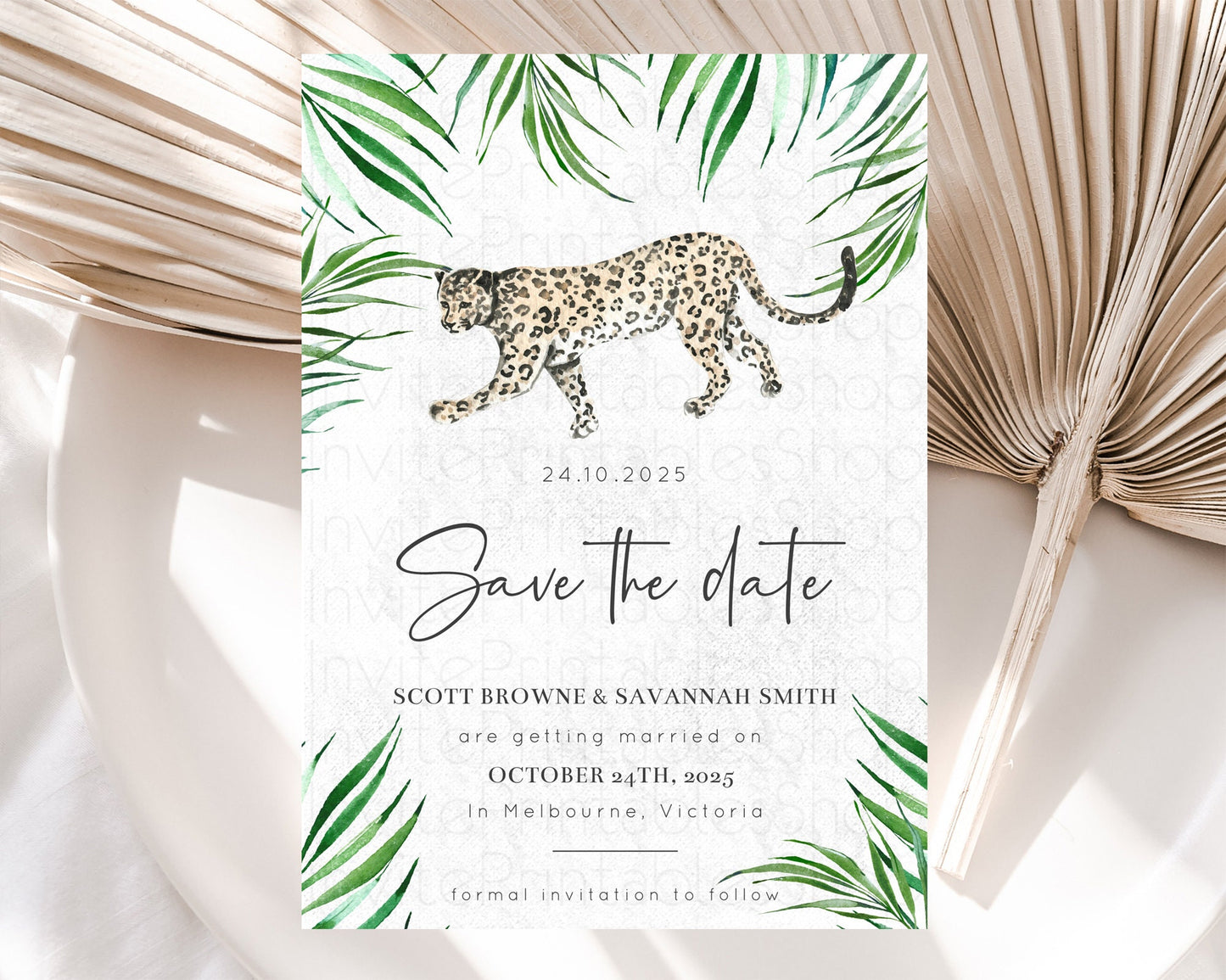 Cheetah Save The Date Template Cheetah Party Save The Date Safari Adventure Cheetah Minimal Theme 1st Birthday Baptism Baby Shower D10382