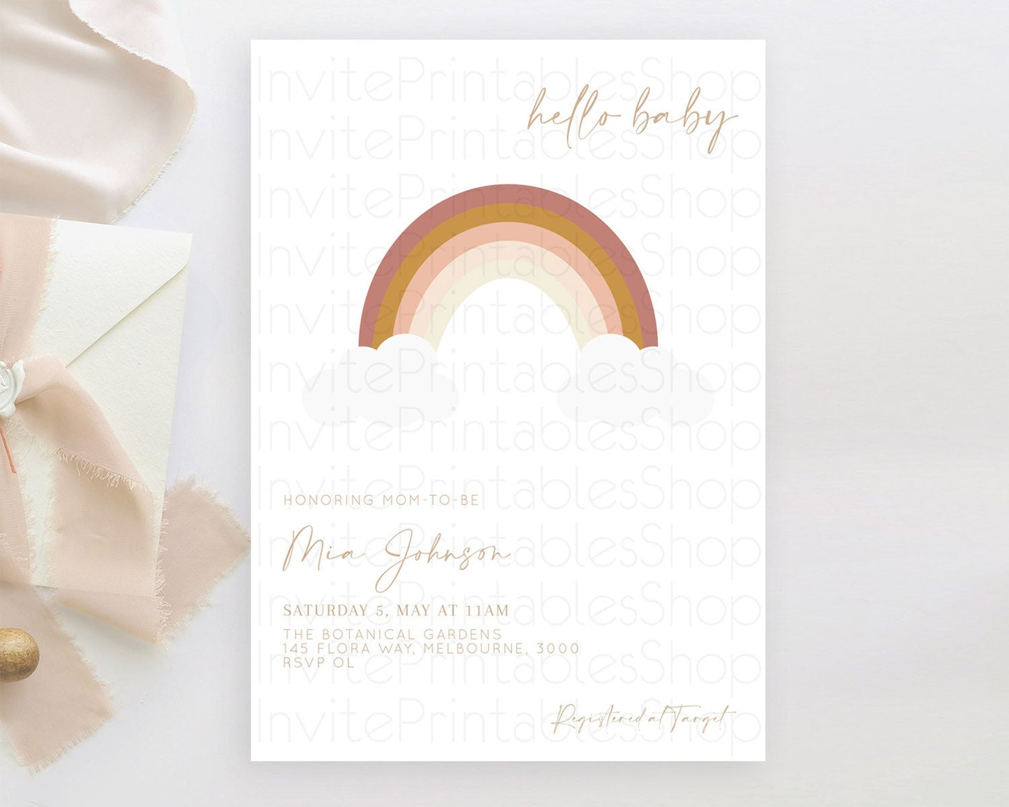 Pastel Rainbow Baby Shower Invitation Pastel Rainbow Invitation Rainbow Baby Invitation Pastel Invitation Boho Rainbow Invitation D10122