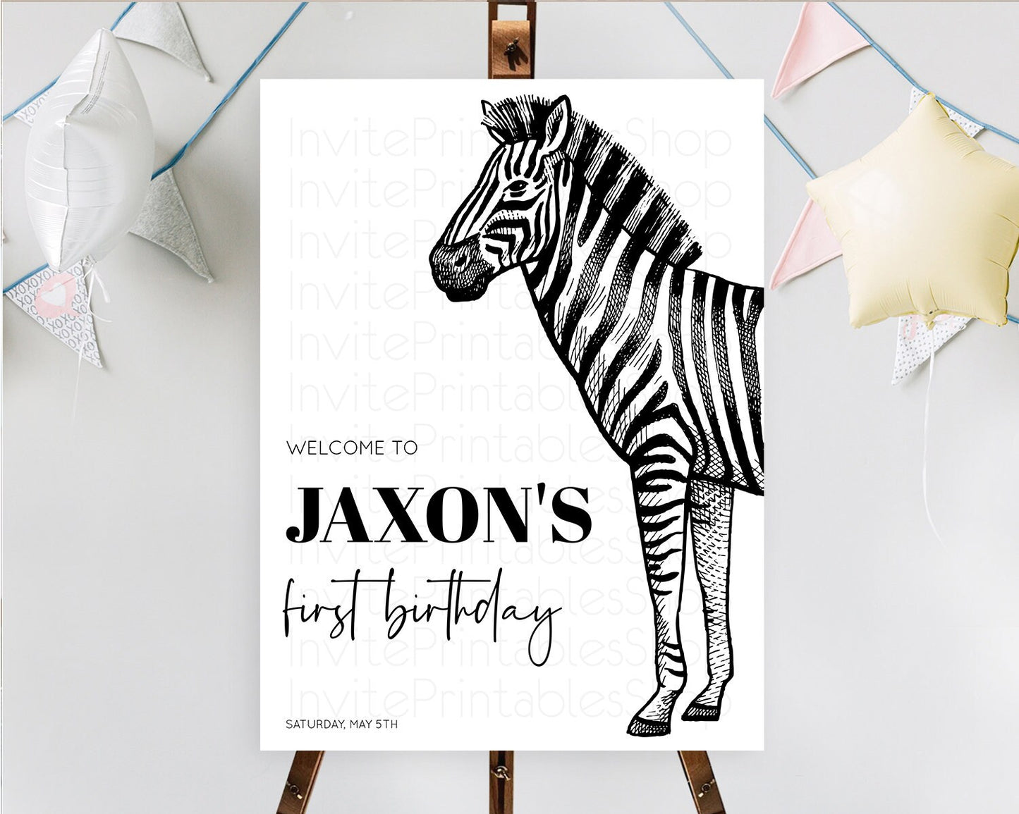 Zebra Welcome Sign Zebra Welcome Board Zebra Welcome Poster Safari Décor Dried Palm Fern Zoo Party Zebra First Birthday Welcome Sign D10249