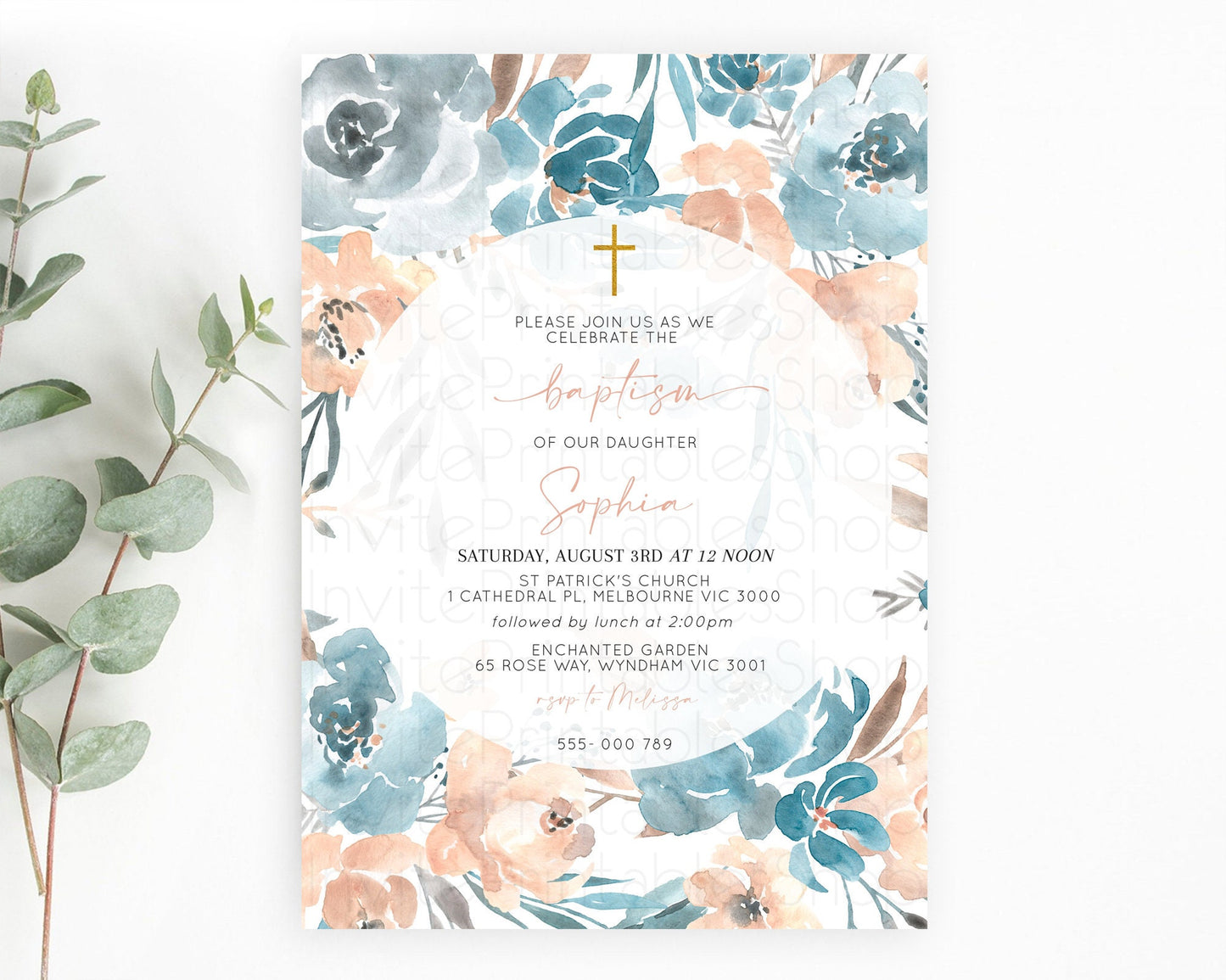 Secret Garden Baptism Invitation Wildflower Baptism Birthday Invite Pastel Flowers Christening Invite Enchanted Garden Boho Floral  D10190