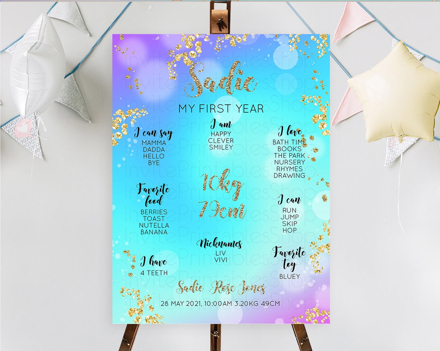 Mermaid First Birthday Milestone Board Mermaid Milestone Poster Rainbow Fish Under The Sea Colorful Pastel Pool Party Birthday Sign D10573