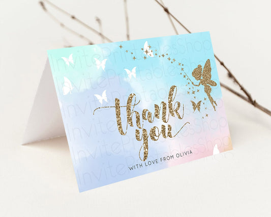 Editable Fairy Thank You Fairy Thank You Card Enchanted Garden Pastel Butter