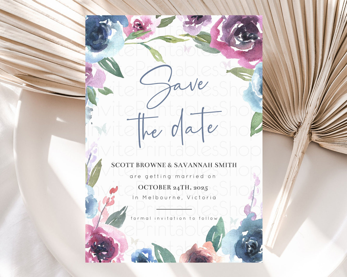 Wildflower Save The Date Template Secret Garden Save The Date Pastel Floral Garden Party Boho Flowers Birthday Baby Shower Wedding D10780