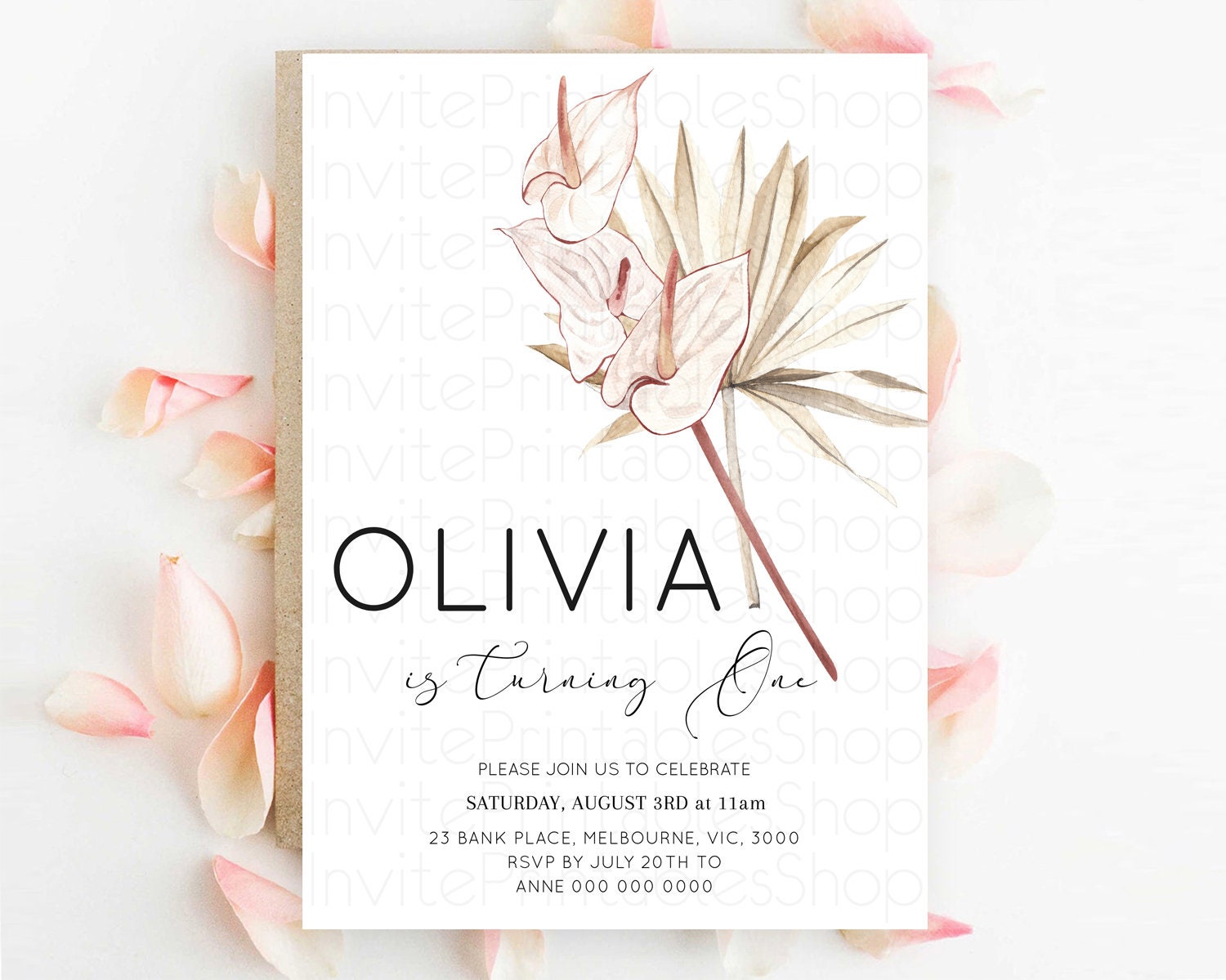 Editable Tropical Invitation Tropical Birthday Invitation Tropical Floral In