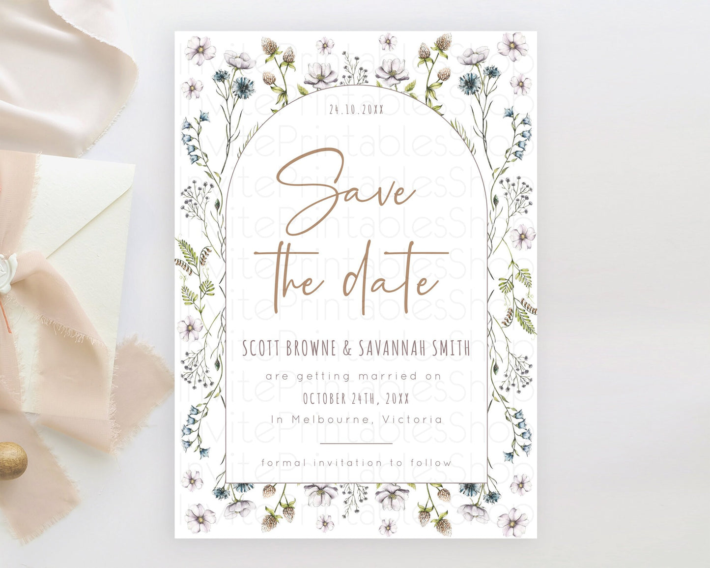 Wildflower Save The Date Template Secret Garden Save The Date Pastel Floral Garden Party Boho Flowers Birthday Baby Shower Wedding D10604